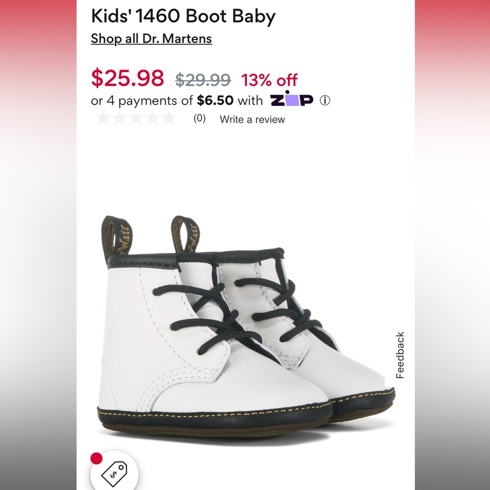 Dr Martens 1460 Boot Baby White/ Black